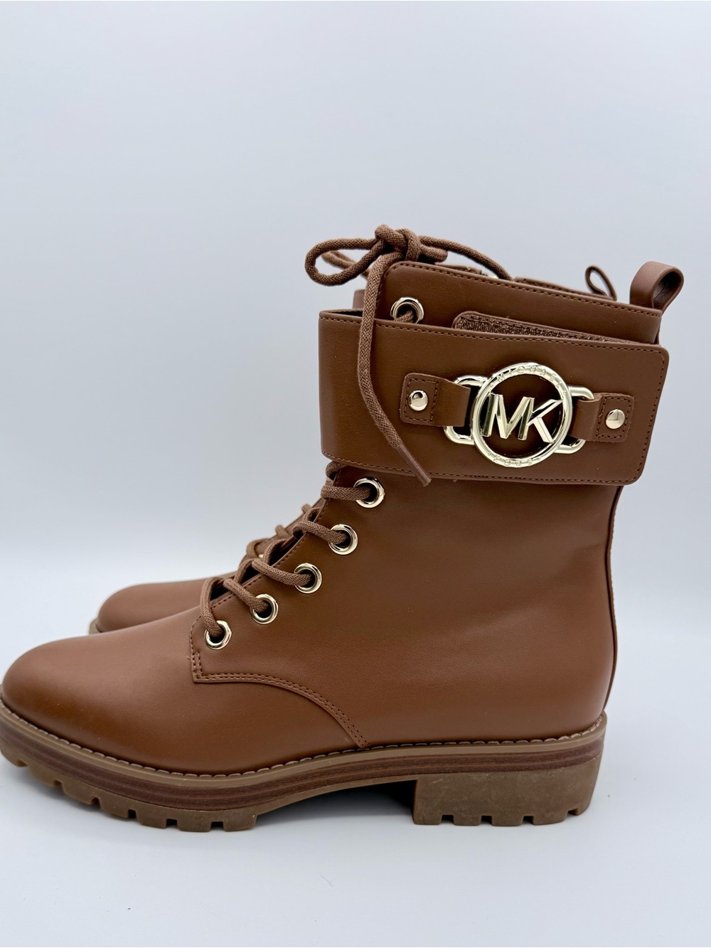 Michael Kors Rhody Combat Boots Cognac‎ Leather 7 - Picture 3 of 12